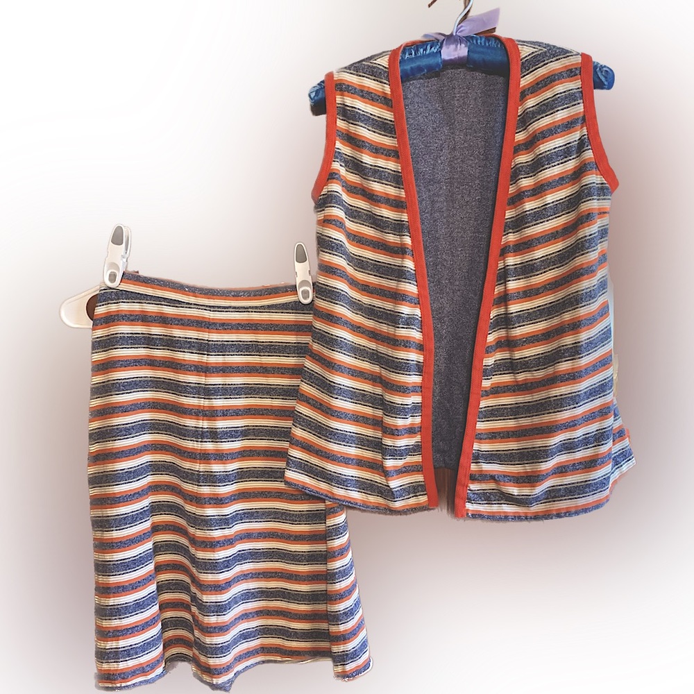 Vintage Handmade Red, White, and Blue Skirt and Vest Set. Size Small.